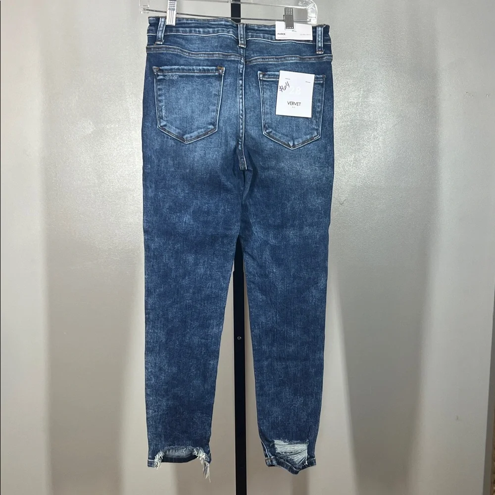 Skinny High-Rise Button-Fly Jeans - Dark Blue - Picture 2 of 8